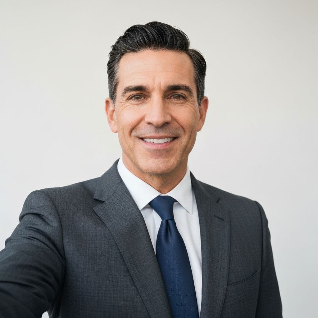 James R. giving a video testimonial, looking at camera